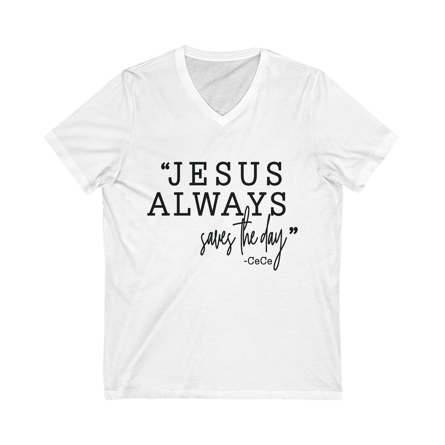 Jesus Saves Jersey Short Sleeve V-Neck Tee