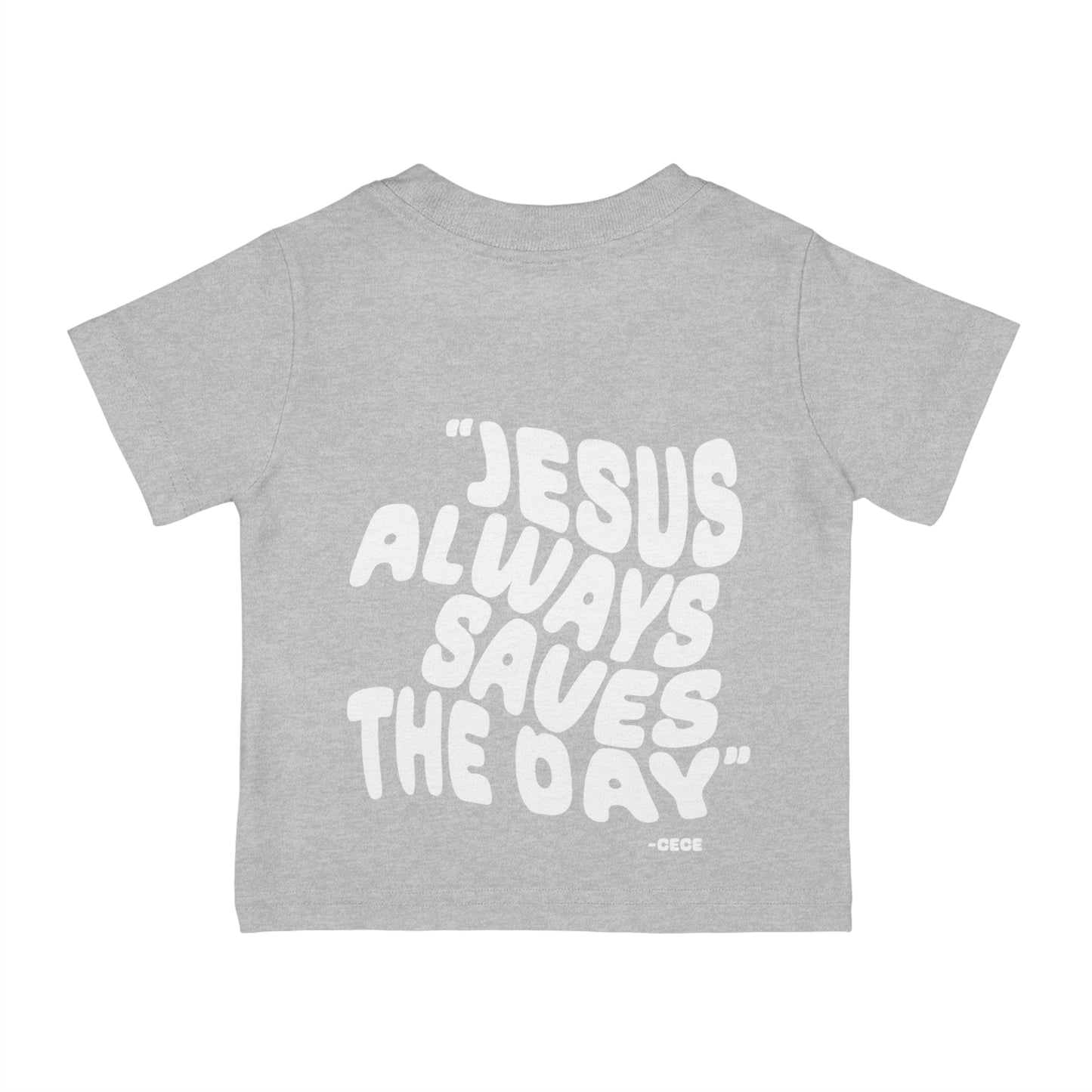 Infant Jesus Saves Tee Printed on Back