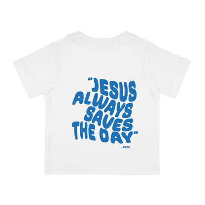 Infant Jesus Saves Tee Printed on Back