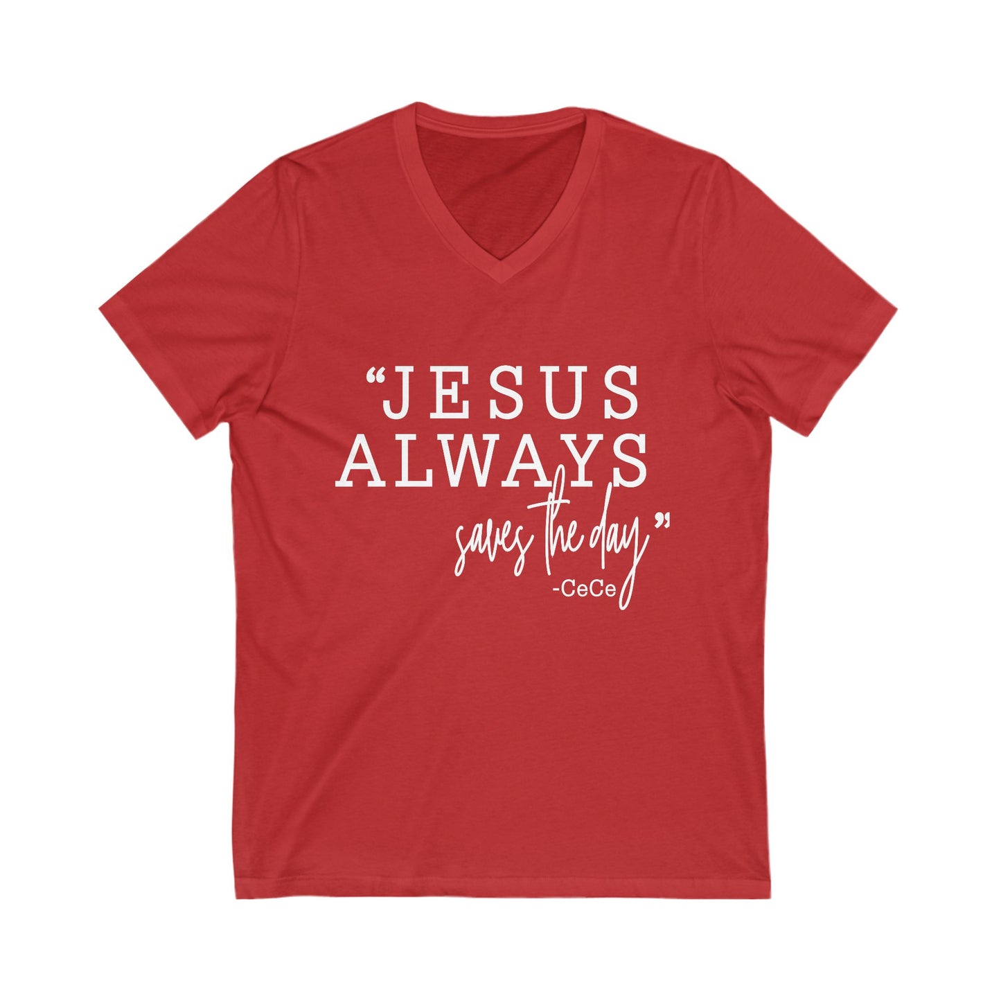 Jesus Saves Jersey Short Sleeve V-Neck Tee