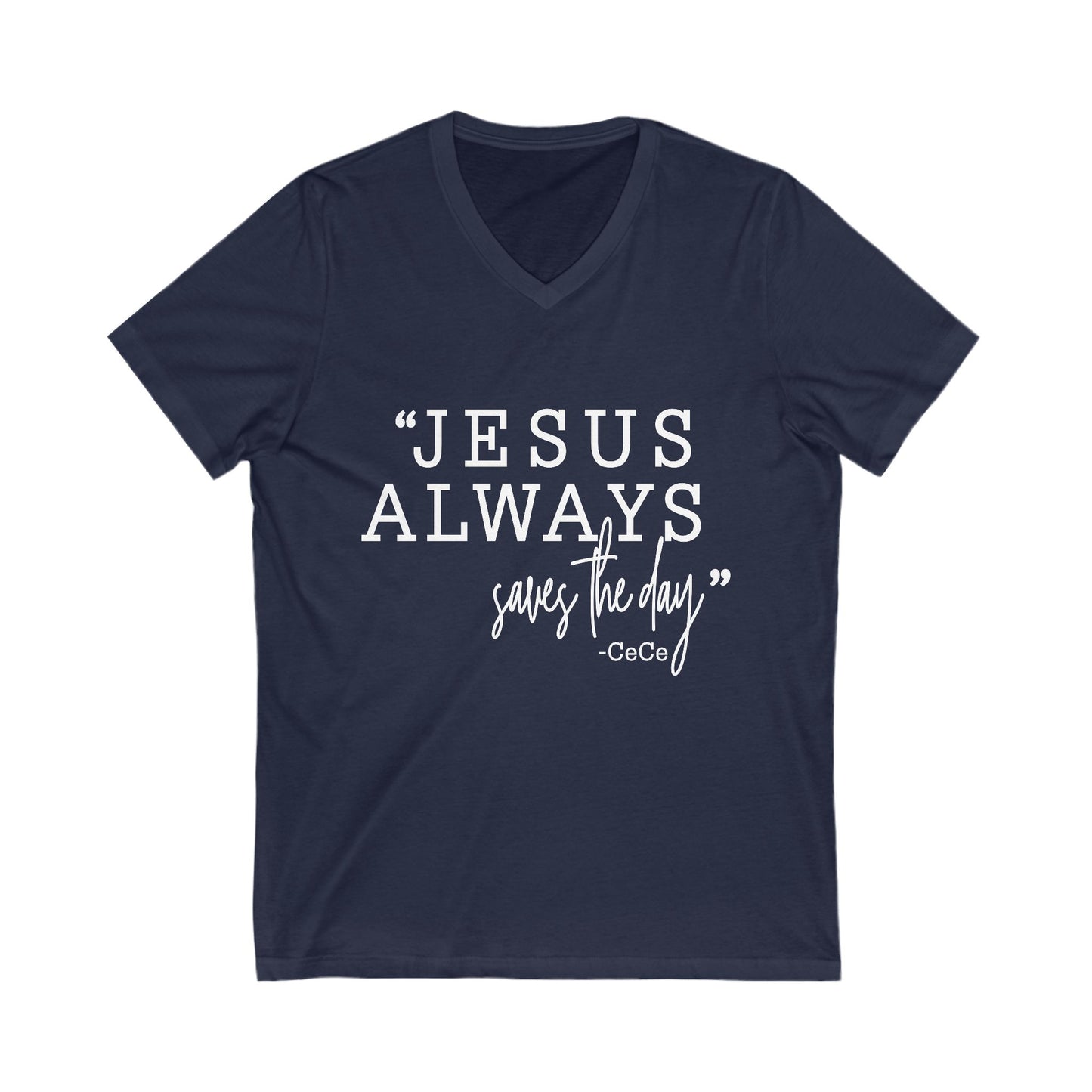 Jesus Saves Jersey Short Sleeve V-Neck Tee