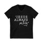 Jesus Saves Jersey Short Sleeve V-Neck Tee
