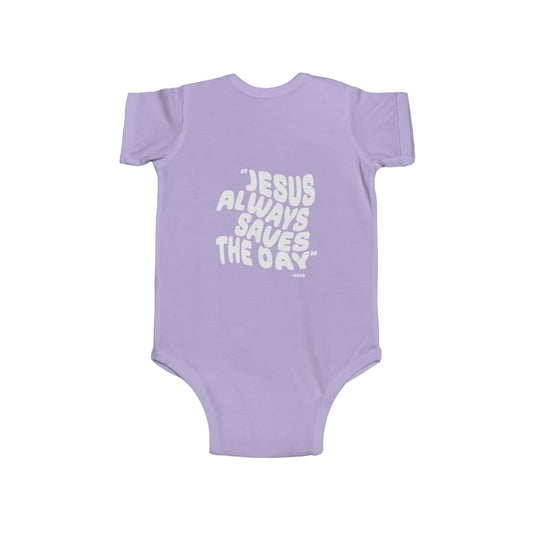Infant Fine Jersey Bodysuit Jesus Saves Printed on Back