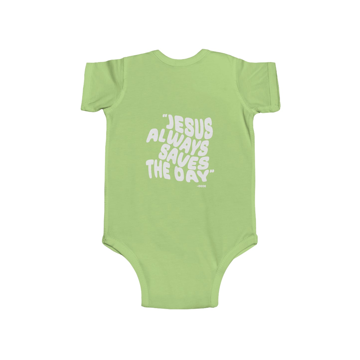 Infant Fine Jersey Bodysuit Jesus Saves Printed on Back