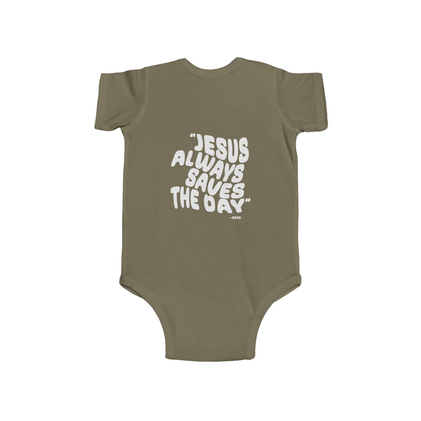 Infant Fine Jersey Bodysuit Jesus Saves Printed on Back