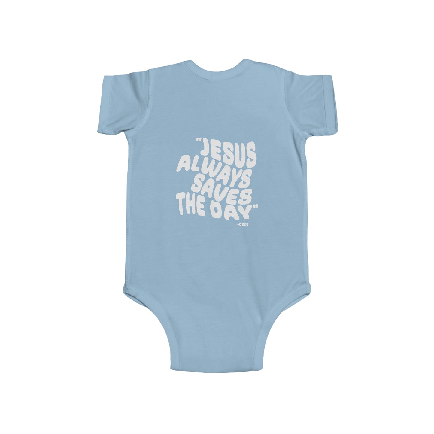 Infant Fine Jersey Bodysuit Jesus Saves Printed on Back