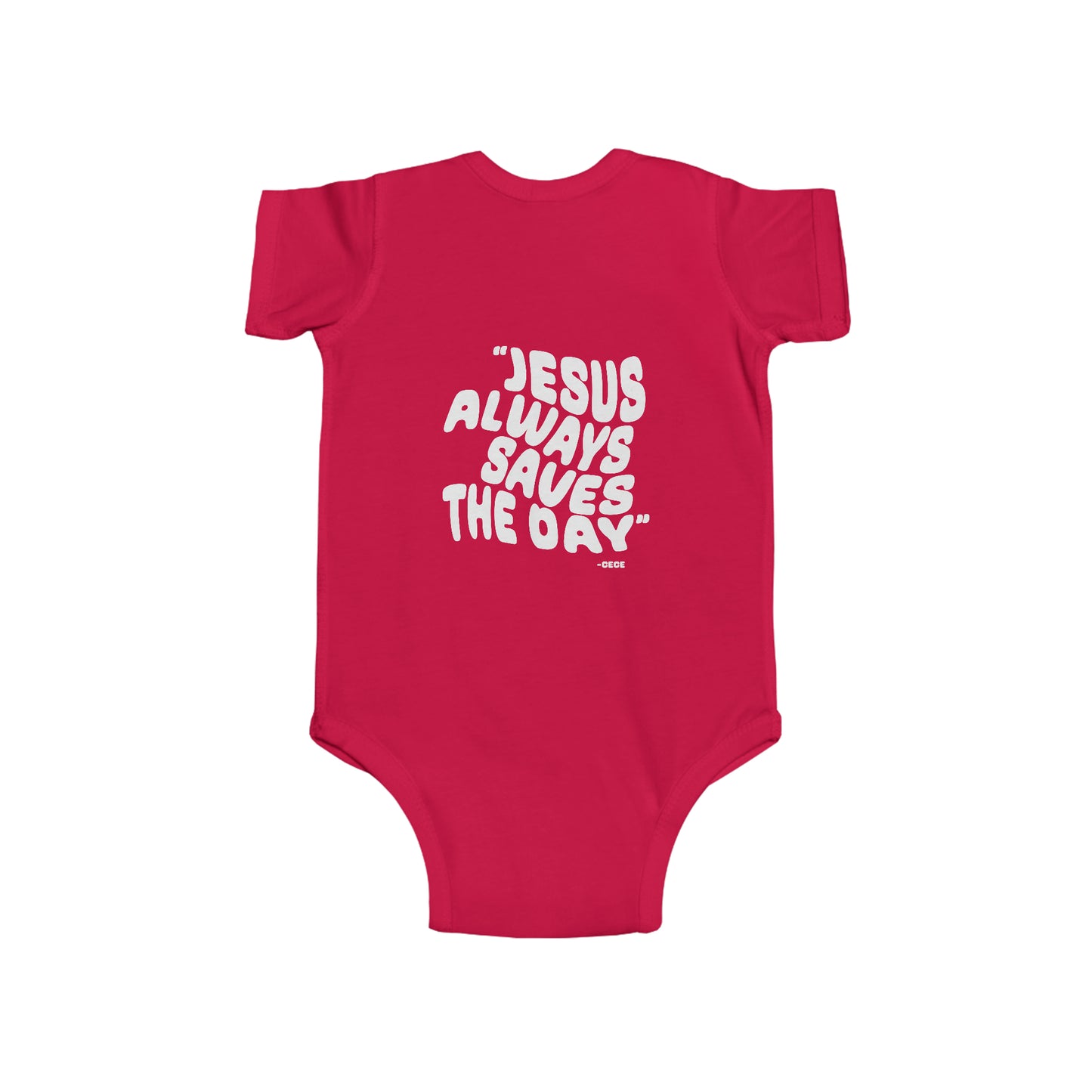 Infant Fine Jersey Bodysuit Jesus Saves Printed on Back