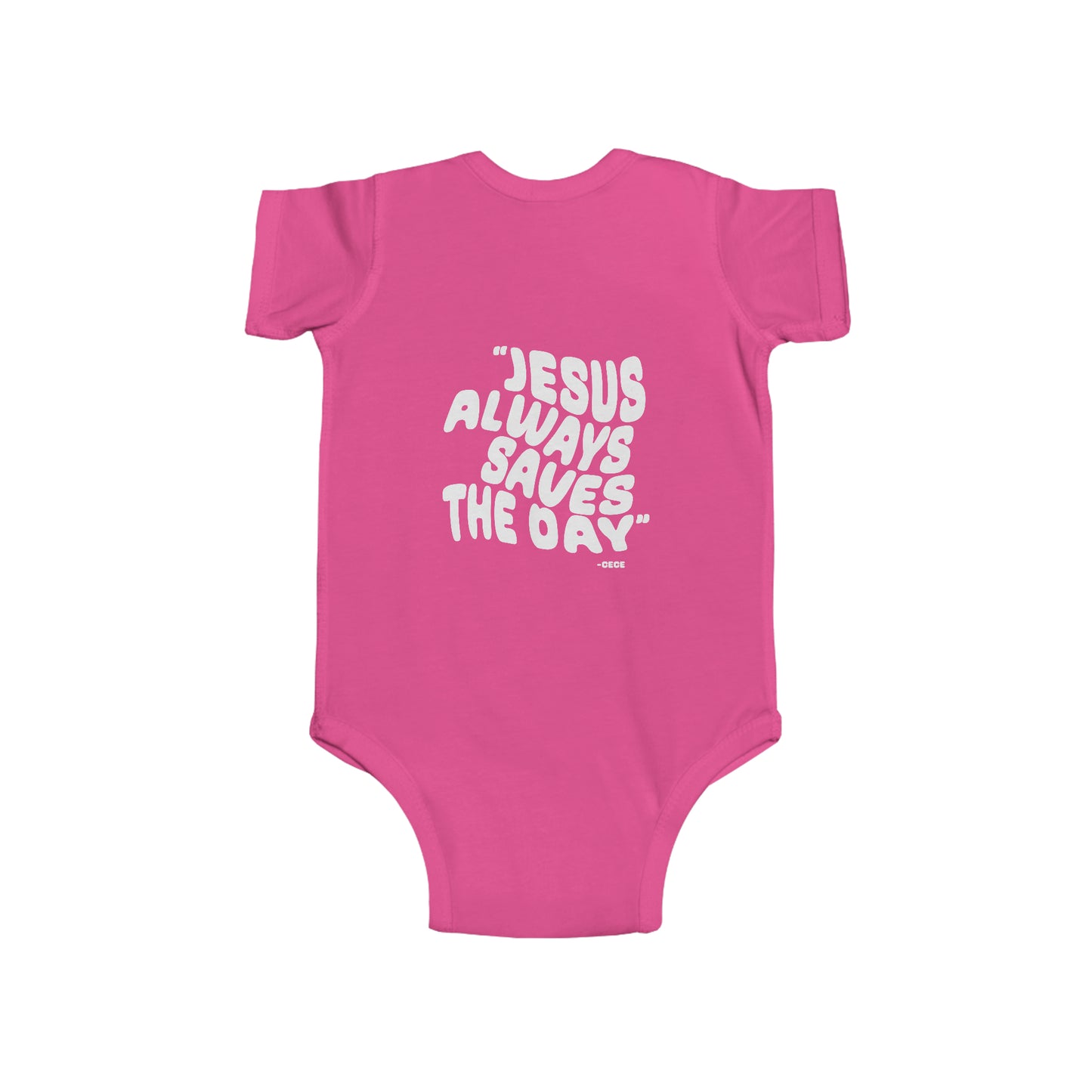 Infant Fine Jersey Bodysuit Jesus Saves Printed on Back