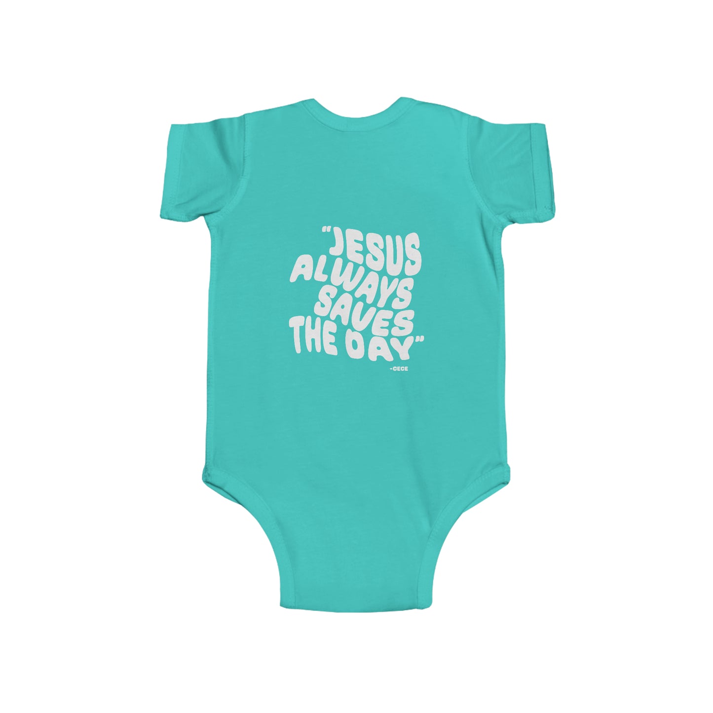 Infant Fine Jersey Bodysuit Jesus Saves Printed on Back