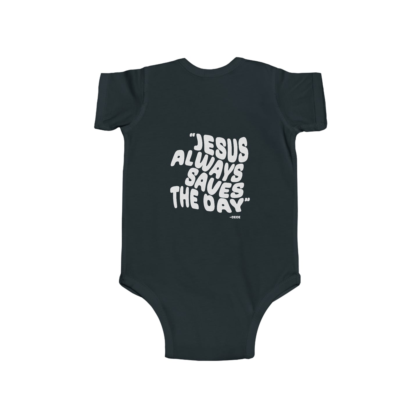 Infant Fine Jersey Bodysuit Jesus Saves Printed on Back