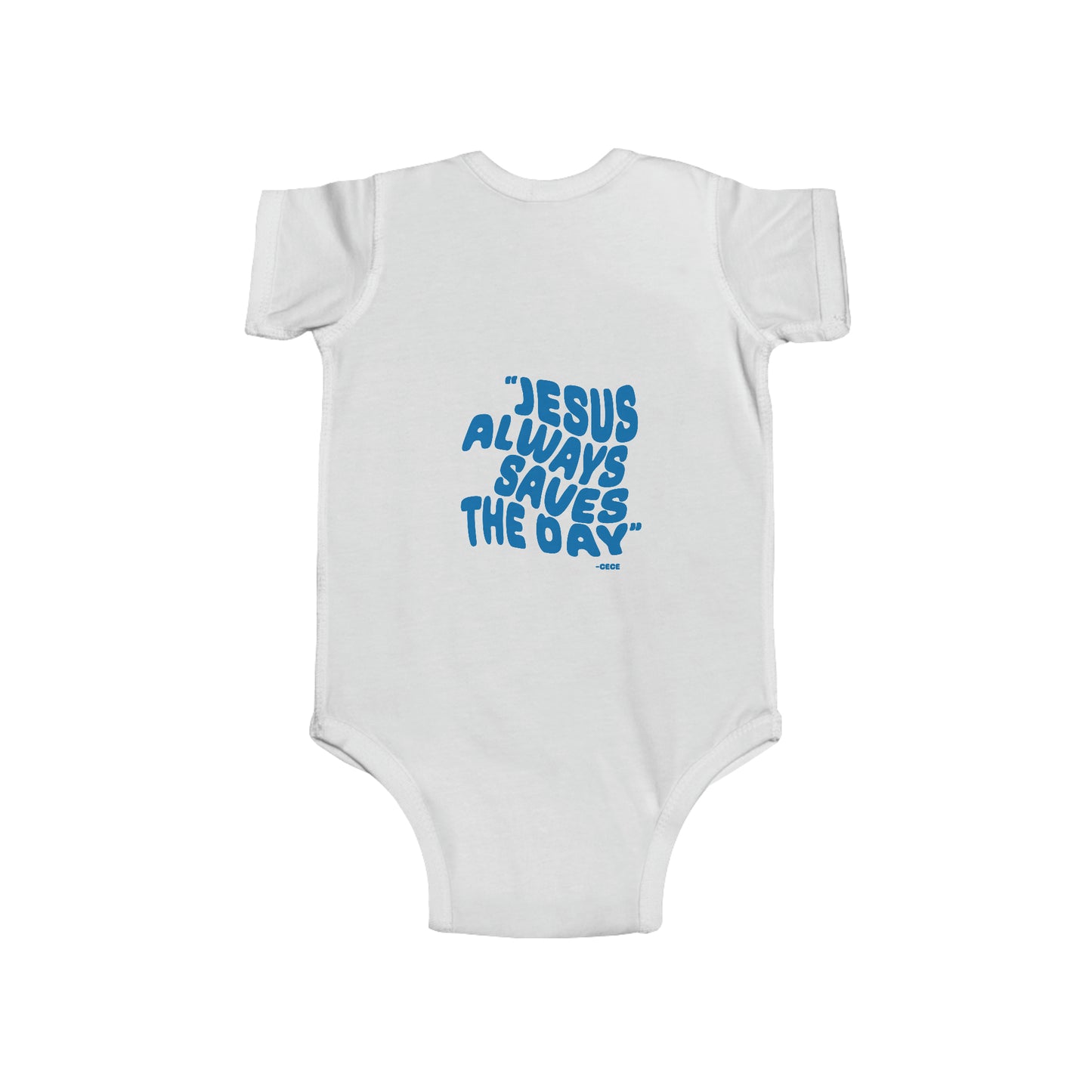 Infant Fine Jersey Bodysuit Jesus Saves Printed on Back