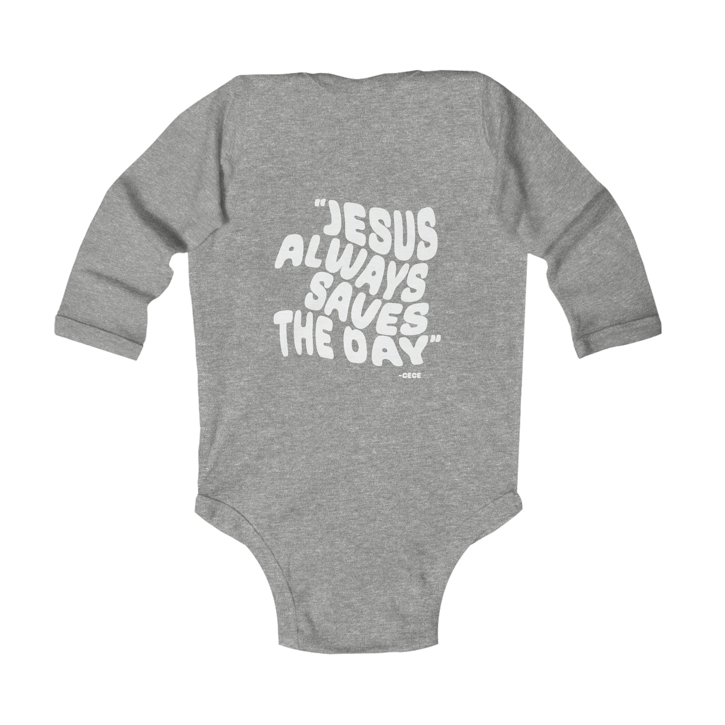 Infant Long Sleeve Bodysuit Jesus Saves Printed on Back