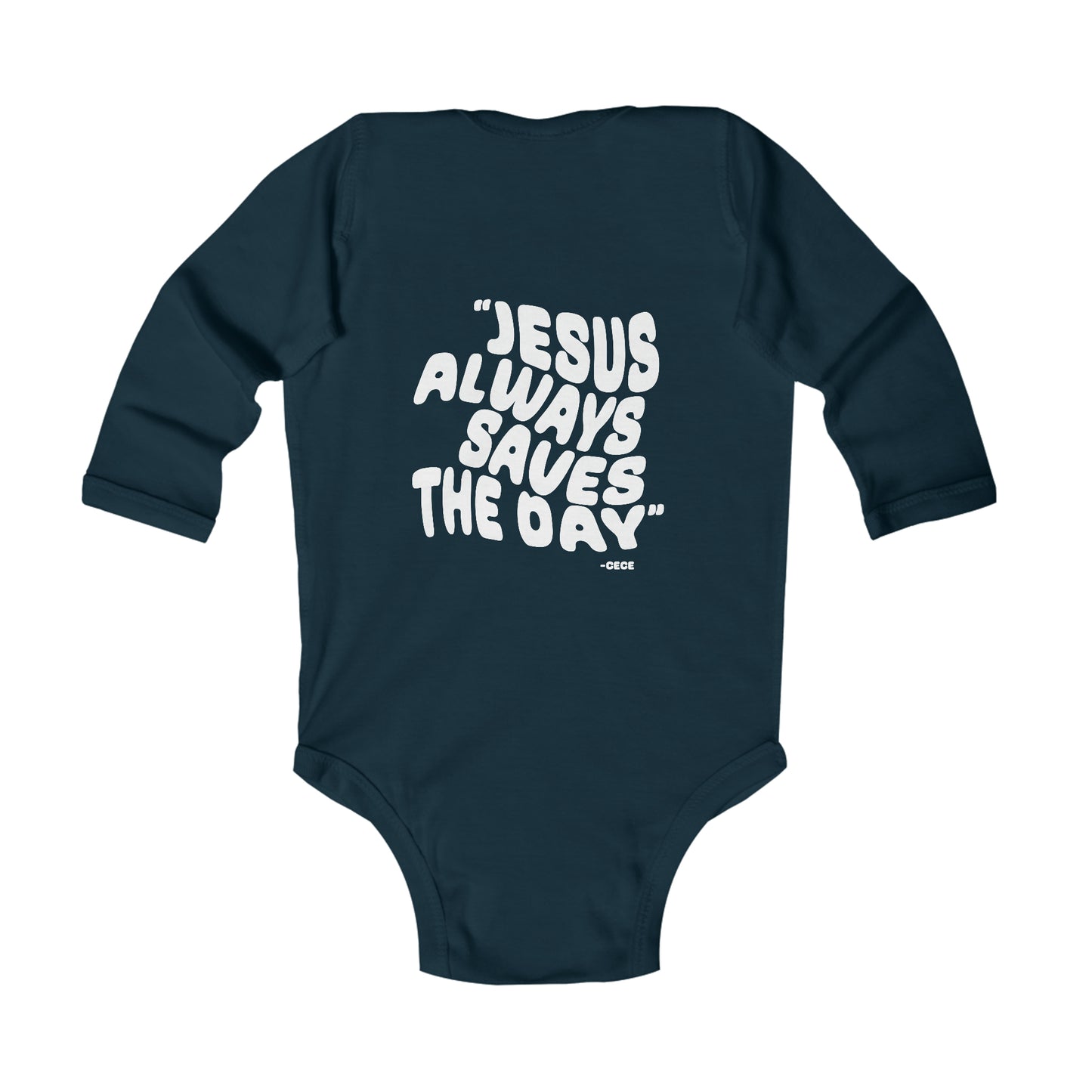 Infant Long Sleeve Bodysuit Jesus Saves Printed on Back