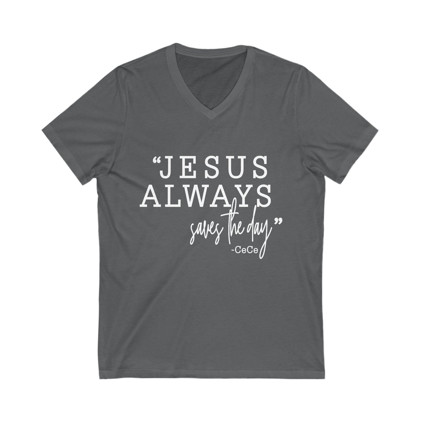 Jesus Saves Jersey Short Sleeve V-Neck Tee