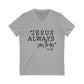 Jesus Saves Jersey Short Sleeve V-Neck Tee