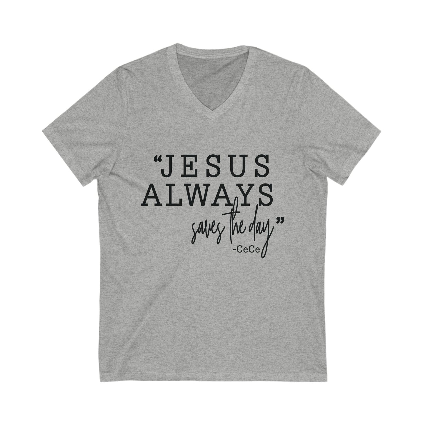 Jesus Saves Jersey Short Sleeve V-Neck Tee